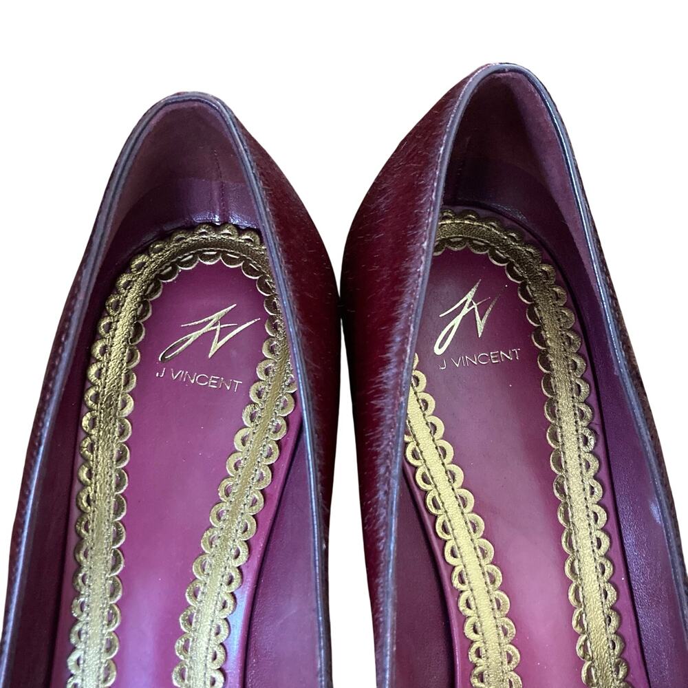 Vintage Burgundy J Vincent Pony Hair Kitten Heel Shoe - Picture 7 of 8